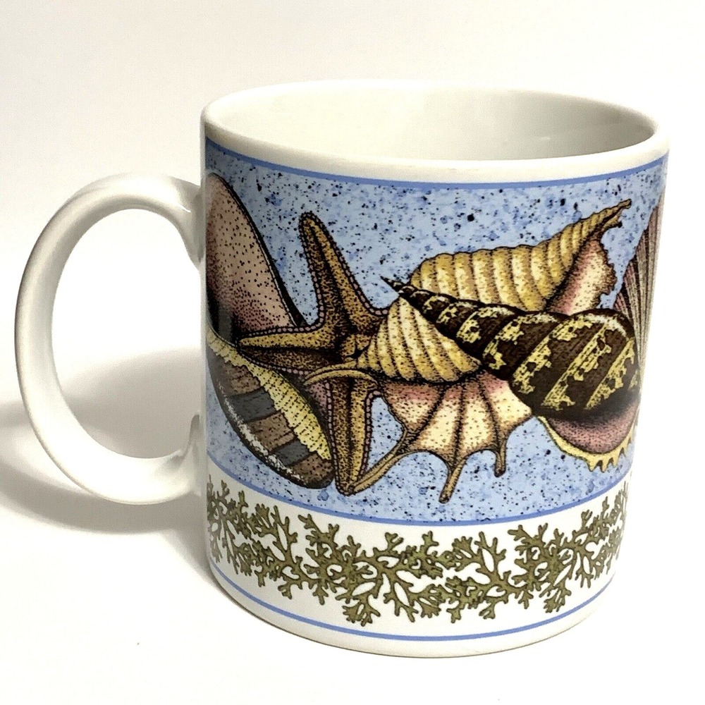 Sakura Shells Set of 4 Coffee Tea Cup Claire Murray Shells Mug Seashells Sea